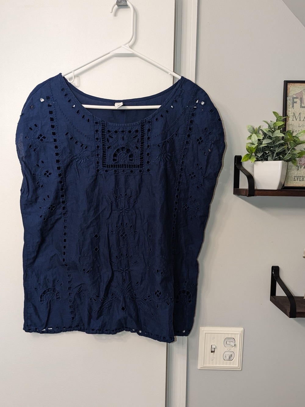 Old Navy Navy Blue Eyelet Tunic Top